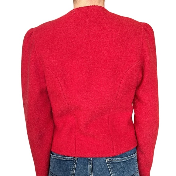 Vintage Geiger of Austria Tyrolean Wool Blazer Cardigan Red L - Picture 4 of 15